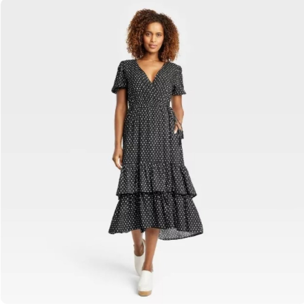 Women's Short Sleeve Wrap Dress - Knox Rose™ Size S, XXL Ebony New With Tags 1